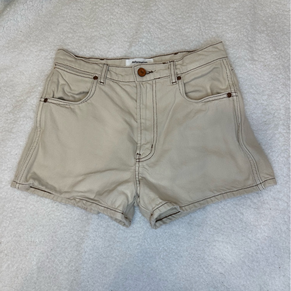 Reformation Beige/Tan Denim Jean Shorts